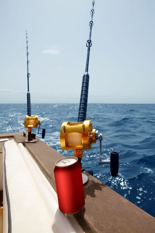 cannes à pêche sur un bateau en mer